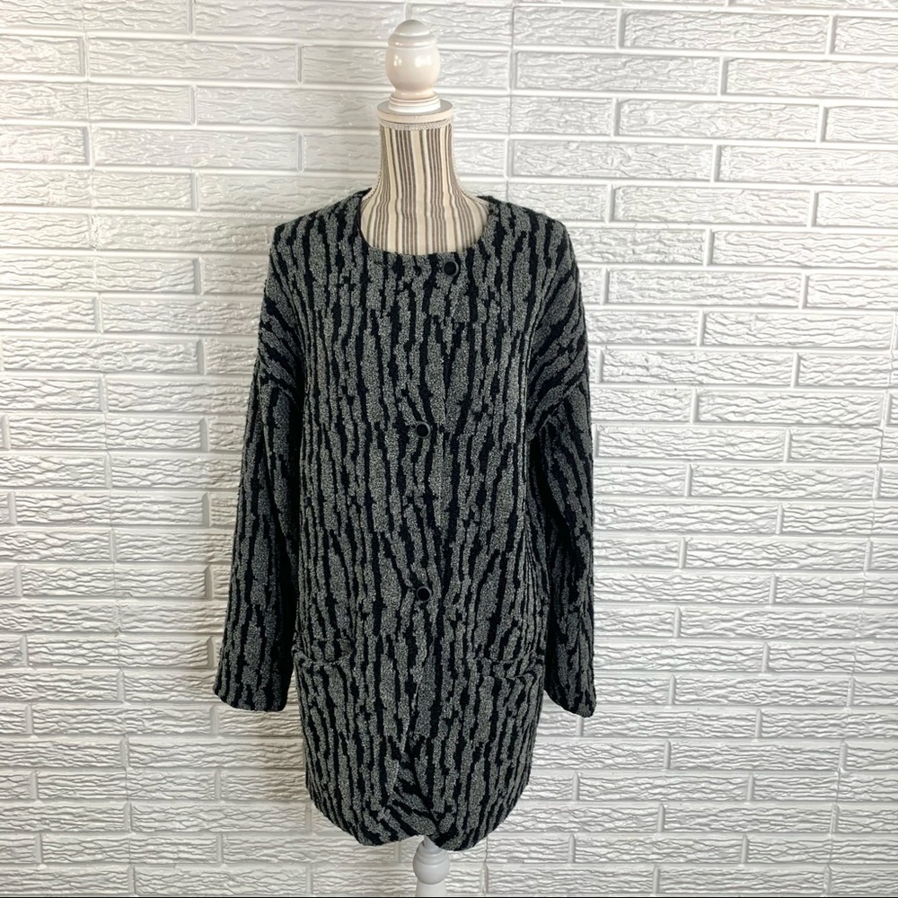 Numph Black and Grey Patterned Knit Jacket